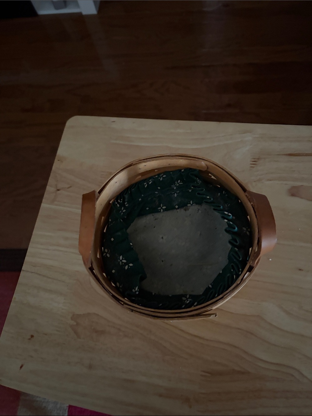 Longaberger Natural Woven Basket with Dark Green Liner